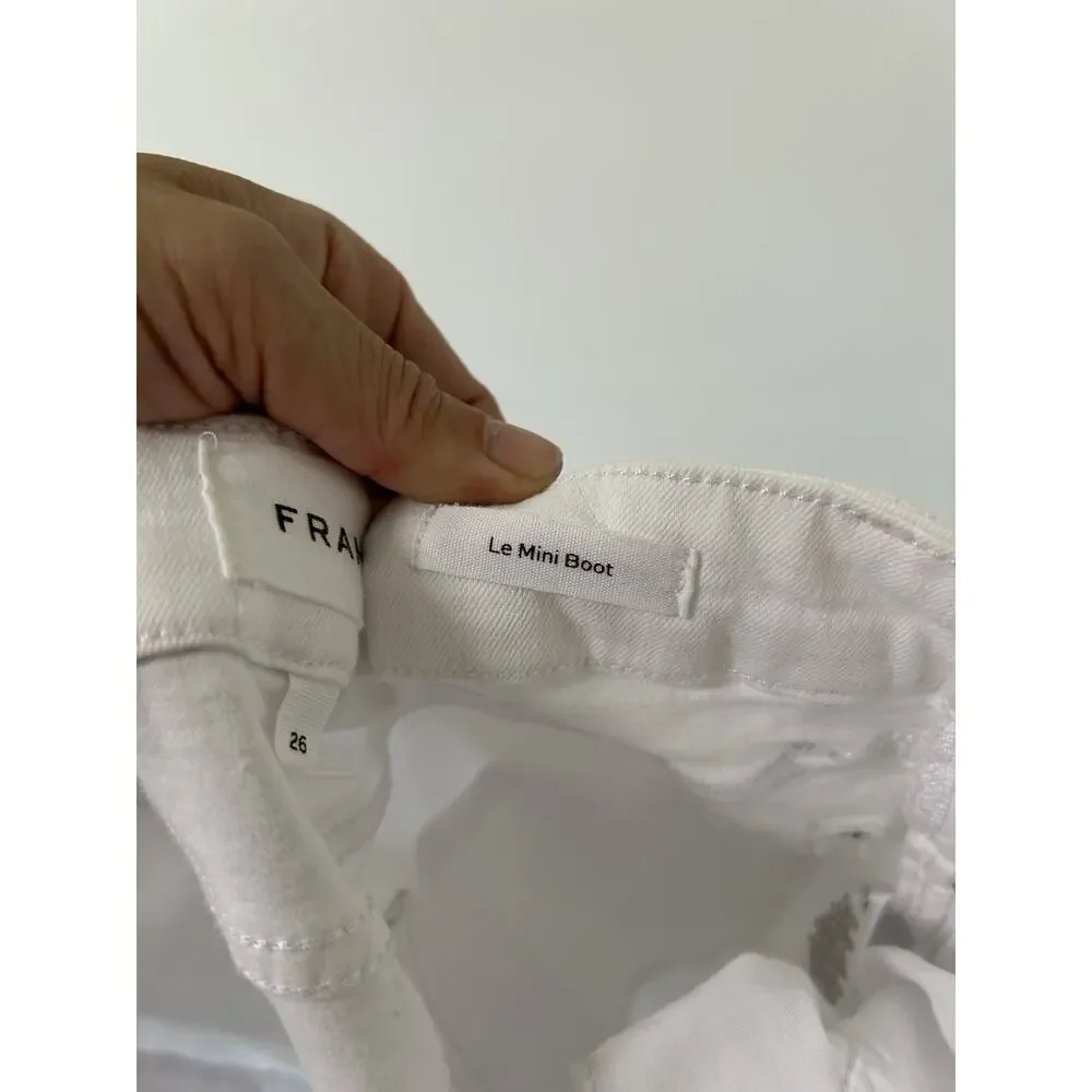 Frame Le Crop Mini Boot Cut White Denim JEANS Size 26 x 32 Stretch‎ Womens - Picture 5 of 11